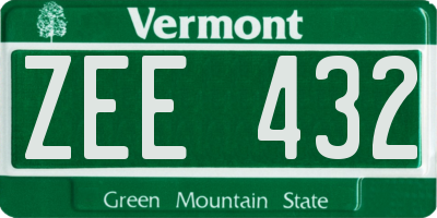 VT license plate ZEE432