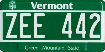 VT license plate ZEE442