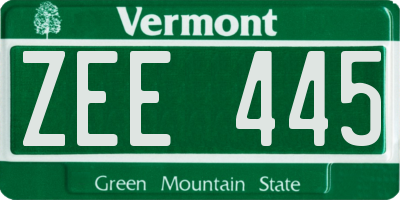 VT license plate ZEE445