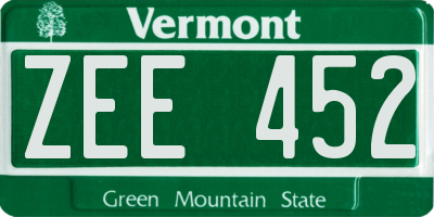 VT license plate ZEE452