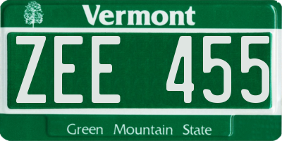 VT license plate ZEE455