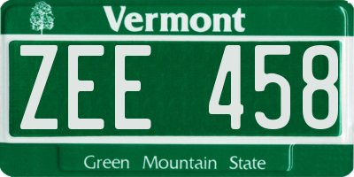 VT license plate ZEE458