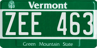 VT license plate ZEE463