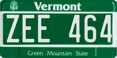 VT license plate ZEE464