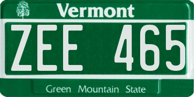 VT license plate ZEE465