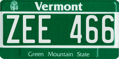 VT license plate ZEE466