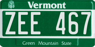 VT license plate ZEE467