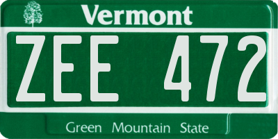 VT license plate ZEE472