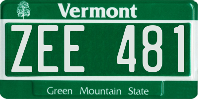 VT license plate ZEE481