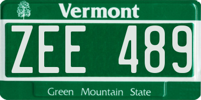 VT license plate ZEE489