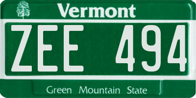 VT license plate ZEE494