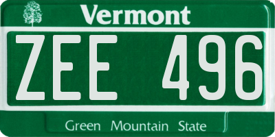 VT license plate ZEE496