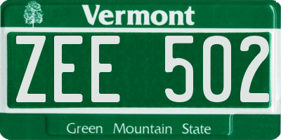 VT license plate ZEE502
