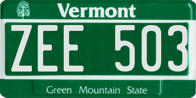 VT license plate ZEE503