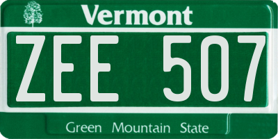 VT license plate ZEE507