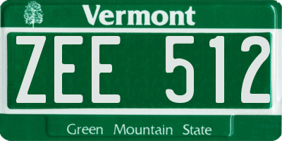 VT license plate ZEE512