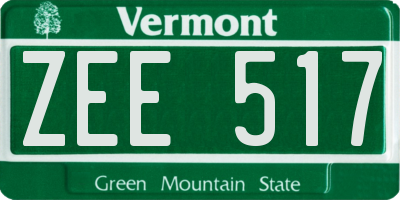 VT license plate ZEE517