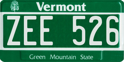 VT license plate ZEE526