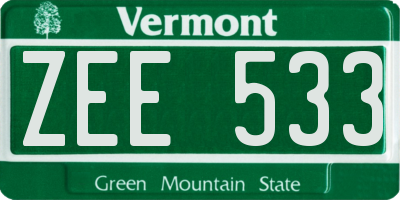 VT license plate ZEE533