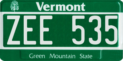 VT license plate ZEE535
