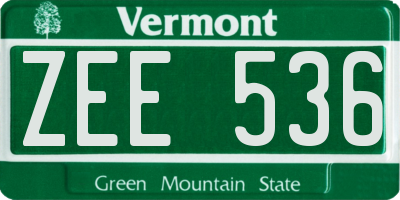 VT license plate ZEE536