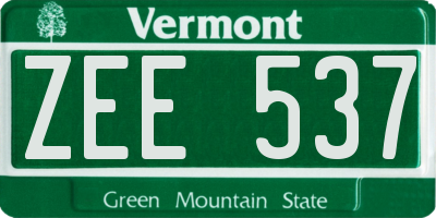 VT license plate ZEE537