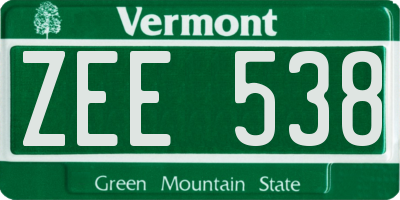 VT license plate ZEE538