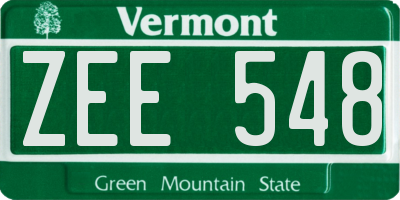 VT license plate ZEE548
