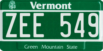 VT license plate ZEE549