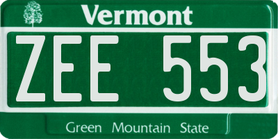 VT license plate ZEE553