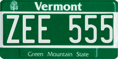 VT license plate ZEE555