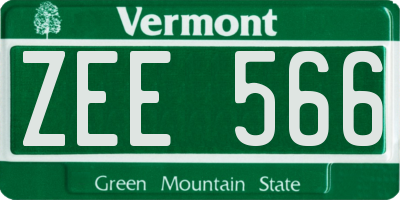 VT license plate ZEE566