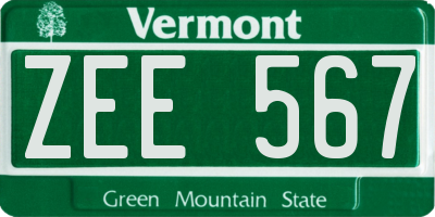 VT license plate ZEE567
