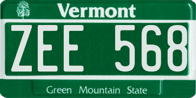 VT license plate ZEE568