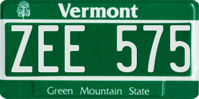 VT license plate ZEE575