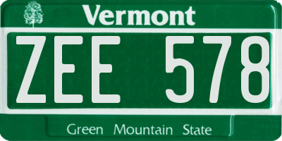 VT license plate ZEE578