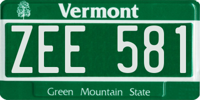 VT license plate ZEE581