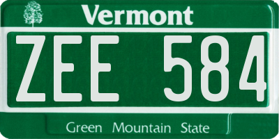 VT license plate ZEE584