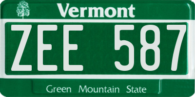 VT license plate ZEE587
