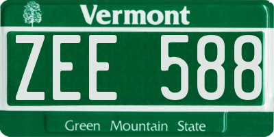 VT license plate ZEE588