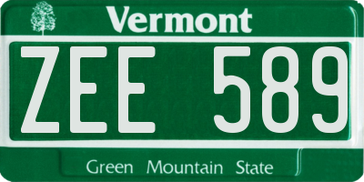 VT license plate ZEE589