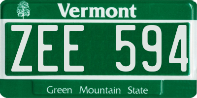 VT license plate ZEE594