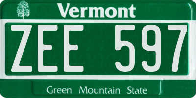 VT license plate ZEE597