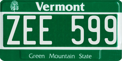 VT license plate ZEE599