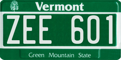 VT license plate ZEE601