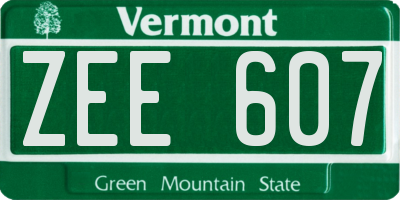 VT license plate ZEE607
