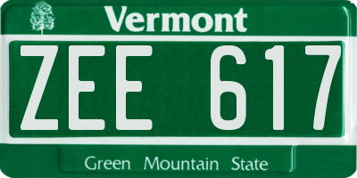 VT license plate ZEE617