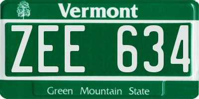 VT license plate ZEE634