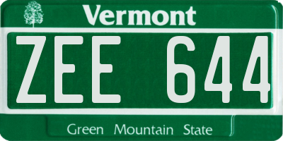 VT license plate ZEE644
