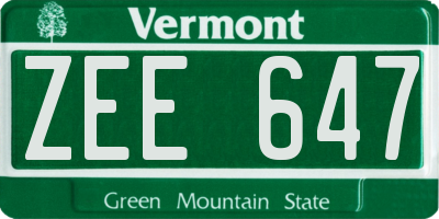 VT license plate ZEE647